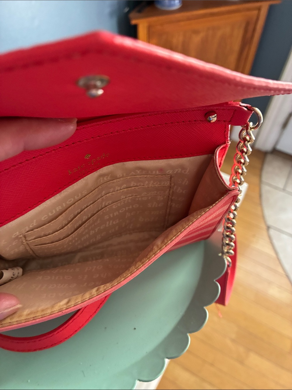 Kate Spade Envelope Style Red/Coral Crossbody - Picture 6 of 12